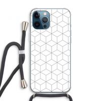Zwart-witte kubussen: iPhone 12 Pro Transparant Hoesje met koord