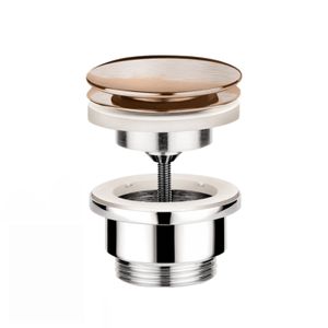 Afvoerplug Hotbath Cobber Always-Open met Schroef Rond Geborsteld Koper Living Colours