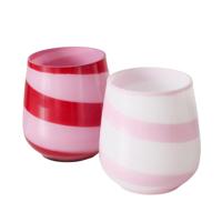 Boltze Home windlicht streep roze 8,5cm