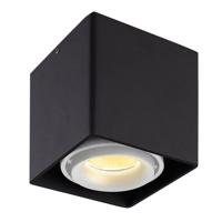 Dimbare LED Opbouwspot plafond Esto - Zwart met witte afdekring - IP20 - kantelbaar - excl. GU10 lichtbron - voor droge ruimtes