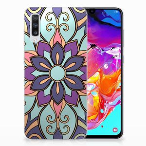 Samsung Galaxy A70 TPU Case Purple Flower