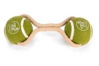 Beeztees minus one duo tennisbal koord - hondenspeelgoed - groen/bruin - 21 cm+ bal dia. 6,4 cm