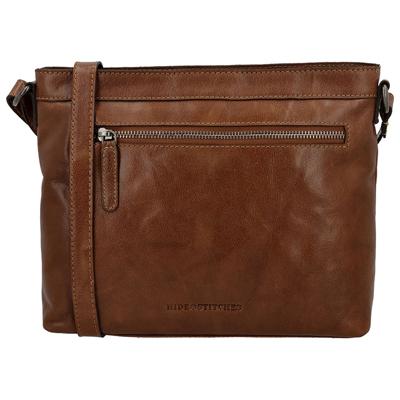 Hide & Stitches Schoudertas 3 Vaks Westland Cognac