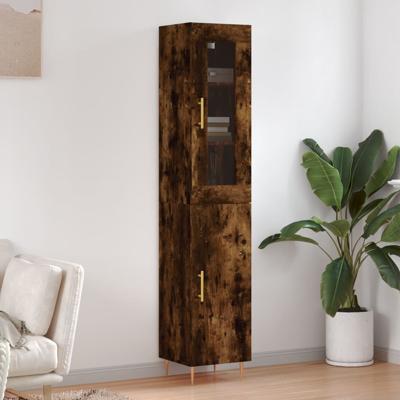 Hoge kast 34,5x34x180 cm bewerkt hout gerookt eikenkleurig