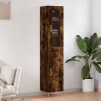 Hoge kast 34,5x34x180 cm bewerkt hout gerookt eikenkleurig