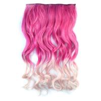 Eendelige naadloze Hair Extension stuk kleur verloop grote golf lang Curling Clip Type haarstukje