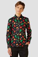 Zwart Kerst Overhemd Kerstfiguren Tiener Opposuits - thumbnail