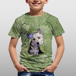 Jongens 3D Grafisch dier Hond T-shirt Korte mouw Zomer Lente Modieus Basic Polyester Kinderen 4-12 jaar Strakke ronde hals Buiten Casual Dagelijks Normale pasvorm Lightinthebox