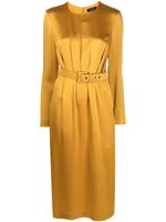 Rochas robe en satin à taille ceinturée - Jaune