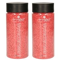 2x Potjes decoratie/hobby stenen koraal rood 750 gram