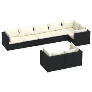 vidaXL 8-delige Loungeset met kussens poly rattan zwart