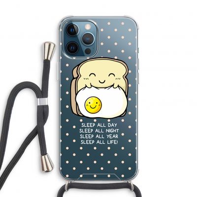 Sleep All Day: iPhone 12 Pro Transparant Hoesje met koord