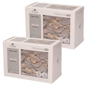 Kerstverlichting - Set van 2x stuks - 180 LED lampjes - warm wit - 18 m - kerstlampjes - lichtsnoer