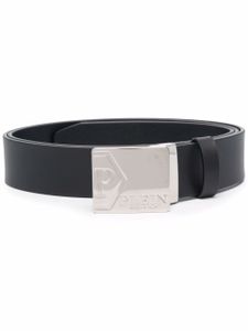 Philipp Plein ceinture en cuir à plaque logo - Noir