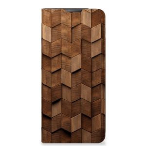 Book Wallet Case voor Motorola Moto E20 Wooden Cubes