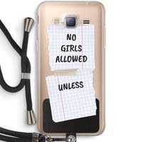No Girls Allowed Unless: Samsung Galaxy J3 (2016) Transparant Hoesje met koord