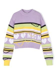 MSGM Kids sweat en coton à design colour block - Violet