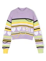 MSGM Kids sweat en coton à design colour block - Violet - thumbnail