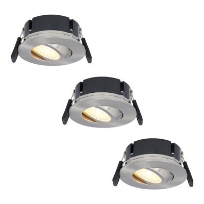 Set van 3 Napels LED inbouwspots Extra Plat (39mm) - 360° Kantelbaar - 8 Watt 570 Lumen - Dimbaar - IP65 Waterdicht voor Badkamer, binnen en buiten - RVS