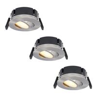 Set van 3 Napels LED inbouwspots Extra Plat (39mm) - 360° Kantelbaar - 8 Watt 570 Lumen - Dimbaar - IP65 Waterdicht voor Badkamer, binnen en buiten - RVS