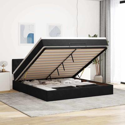 Ottoman bed met matras 180x200cm fluweel zwart