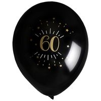 Verjaardag leeftijd ballonnen 60 jaar - 8x - zwart/goud - 23 cm - Feestartikelen/versieringen - thumbnail