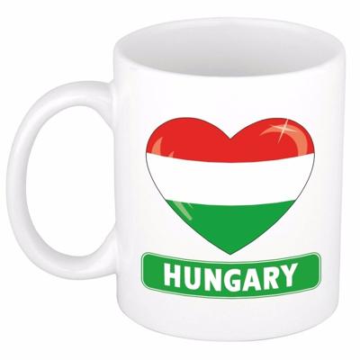 Hartjes vlag Hongarije koffiemok - drink beker - white - 300 ml - supporters