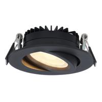Rome LED inbouwspot - Kantelbaar - IP44 waterdicht - 6 Watt 500 lumen - 2700K warm wit - Lage inbouwdiepte 27mm - Dimbaar - Rond - Zwart - Voor binnen en buiten