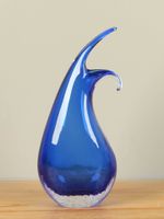 Glazen vaas blauw, onderkant craquelé, 30 cm, A003