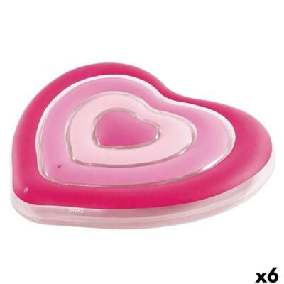Opblaasbaar matras Intex Hart 135 x 155 x 25 cm Roze (6 Stuks)