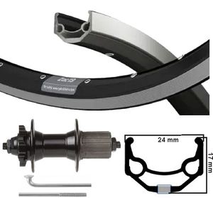 Kgs achterwiel 28 inch (622) zac19 zw/zilv. disk 8-10 sp 6 bout uitval