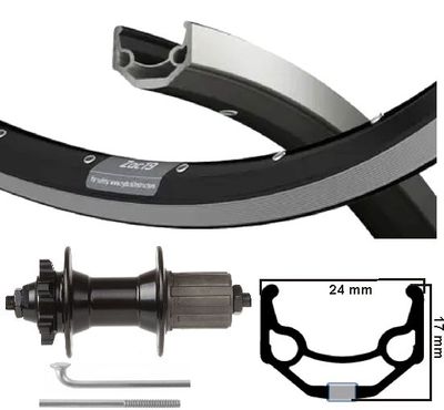 Kgs achterwiel 28 inch (622) zac19 zw/zilv. disk 8-10 sp 6 bout uitval
