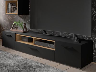 Tv-meubel ANITA 3 deuren 2 vakken zwart/artisan eik