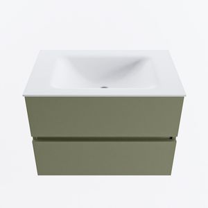 MONDIAZ VICA 70cm badmeubel onderkast Army 2 lades. Wastafel CLOUD midden 1 kraangat, kleur Talc.