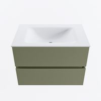 MONDIAZ VICA 70cm badmeubel onderkast Army 2 lades. Wastafel CLOUD midden 1 kraangat, kleur Talc.