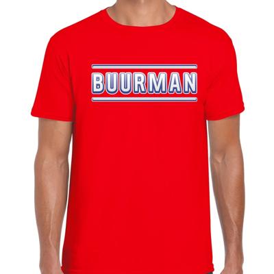 Buurman verkleed t-shirt - rood - voor heren - buurman carnaval - feest shirt kleding - kostuum