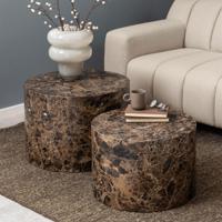 Bendt Salontafel 'Flavian' Marmerlook, Set van 2 stuks, kleur Bruin