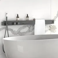 Super Luxe Wandmontage Douchesysteem met Opbergrek en Handdoekhouder - Geborsteld Gun Grijs Super Luxe Wandmontage Douchesysteem met Opbergrek en Handdoekhouder - Geborsteld Gun Grijs