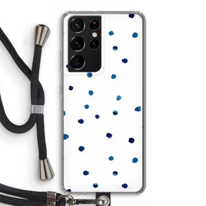 Blauwe stippen: Samsung Galaxy S21 Ultra Transparant Hoesje met koord