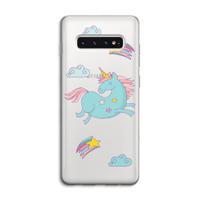 Vliegende eenhoorn: Samsung Galaxy S10 4G Transparant Hoesje - thumbnail