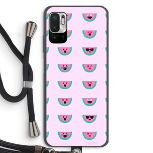 Smiley watermeloenprint: Xiaomi Redmi Note 10 5G Transparant Hoesje met koord