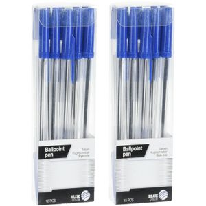 Balpennen set - 20x - schrijfmaterialen - kleur blauw