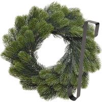 Kerstkrans 50 cm - groen - met zwarte hanger/ophanghaak - kerstversiering - thumbnail