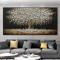 mintura handgemaakte boom bloem olieverfschilderijen op canvas muur kunst decoratie moderne abstracte goud zilver boom foto's voor home decor gerold frameloze ongespannen schilderij Lightinthebox - thumbnail