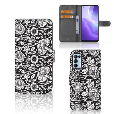 OPPO Find X3 Lite Hoesje Black Flowers OPPO Find X3 Lite Hoesje Black Flowers