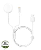 Swissten Draadloze 2 in 1 Magnetische Oplader - Lightning Kabel - 1.2M - Wit - Retourdeal Swissten Draadloze 2 in 1 Magnetische Oplader - Lightning Kabel - 1.2M - Wit - Retourdeal