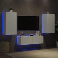 3-delige tv-wandmeubelset met LED-verlichting wit