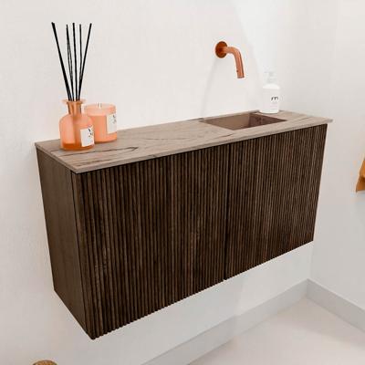 Toiletmeubel Mondiaz Joya Dlux | 80 cm | Meubelkleur Walnut | Faye wastafel Arena Wasbak Rechts | Zonder kraangat(en)