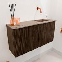 Toiletmeubel Mondiaz Joya Dlux | 80 cm | Meubelkleur Walnut | Faye wastafel Arena Wasbak Rechts | Zonder kraangat(en)