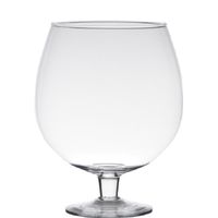 Transparante luxe stijlvolle Brandy vaas/vazen van glas 20 cm   - - thumbnail